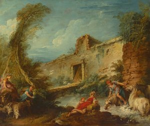 Die Furtüberquerung, ca. 1703-70 von Francois (and studio) Boucher
