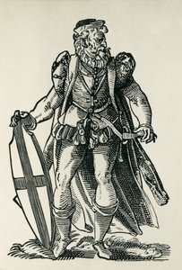 Ritter des Deutschen Ordens. Illustration in „Cleri totius Romanae subiecti Ecclesiae“, von Francois Modius und Jost Amman. Frankfurt. 1585. Xylographie. von Francois & Amman Jost (1539 91) Modius
