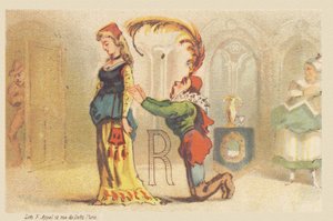 R (Buchstabe gezeigt von einer Dame und einem knienden Diener) von Francois Antoine Appel