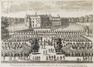 Blick auf das Schloss Chantilly von der Orangerie, Mitte des 18. Jahrhunderts von Francois Antoine Aveline