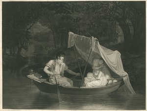 Der Künstler Jean Baptiste Isabey mit seiner Familie in einem Ruderboot (