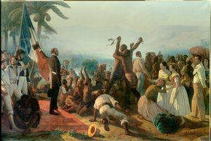 Proklamation der Abschaffung der Sklaverei in den französischen Kolonien am 23. April von François Auguste Biard