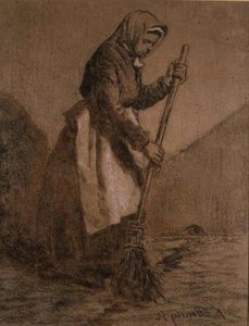 Frau beim Fegen von François Bonvin