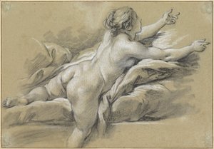 Eine nackte Frau, die nach rechts greift von François Boucher
