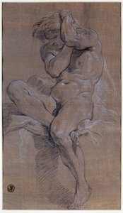 Akademie eines sitzenden nackten Mannes von François Boucher