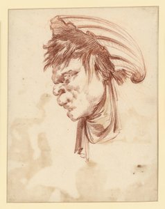 Grotesker Kopf im Profil nach links mit einer Muschel als Kopfbedeckung von François Boucher