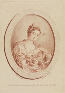 Junge Frau mit Schoßhund und Kätzchen von François Boucher