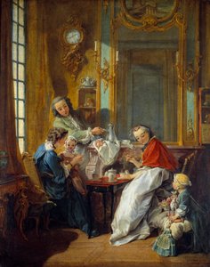 Mittagsszene in einem bürgerlichen Interieur. Gemälde von François Boucher (1703-1770) 1739 von François Boucher