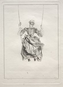 Frau auf einer Schaukel, von hinten gesehen von François Boucher