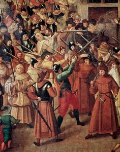 Französische Religionskriege: bewaffnete Prozession der Katholischen Liga Frankreichs in den Straßen von Paris von Francois Bunel