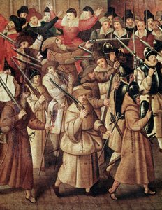 Französische Religionskriege: bewaffnete Prozession der Katholischen Liga Frankreichs in den Straßen von Paris von Francois Bunel