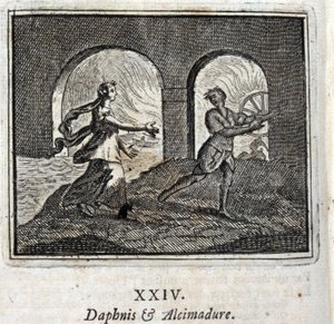 Daphnis und Alcimadura. Fabeln von Jean de La Fontaine (1621-95). Illustration von François Chauveau (1613-1676). Ausgabe von 1728 von Francois Chauveau