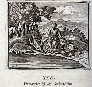 Demokrit und die Abderiten. Fabeln von Jean de La Fontaine (1621-95). Illustration von François Chauveau (1613-1676). Ausgabe von 1728