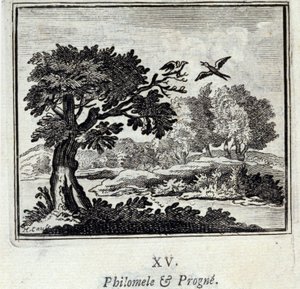 Philomele und Progne. Fabeln von Jean de La Fontaine (1621-95). Illustration von François Chauveau (1613-1676). Ausgabe von 1728 von Francois Chauveau