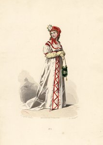 Frau im weißen Kleid mit Samtdesign
