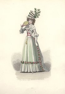 Frau in blumengeschmücktem Outfit, Ära von Marie Antoinette von Francois Claudius Compte Calix