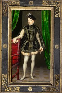 Porträt von Karl IX. (1550-1574), zweiter Sohn von Heinrich II. und Katharina von Medici, König von Frankreich nach dem Tod seines Bruders Franz II. (1544-1560), verheiratet 1570 mit Elisabeth von Österreich (1554-1592), seine Herrschaft ist geprägt von de