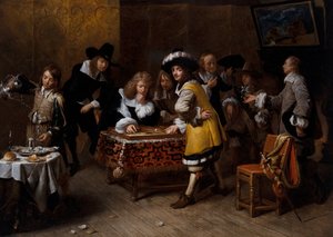 Elegante Gesellschaft mit Backgammon-Spielern ("La Partie De Tric-Trac") von Francois Duchatel