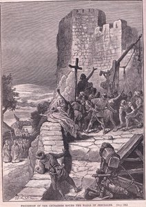 Prozession der Kreuzfahrer um die Mauern Jerusalems 1097 n. Chr.