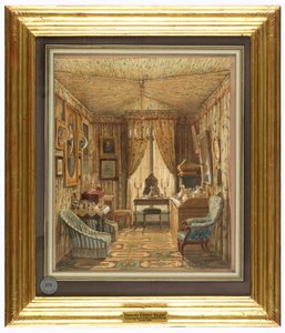 Zeichnung, Innenraum eines Ankleidezimmers mit Zeltdecke von Francois Etienne Villeret