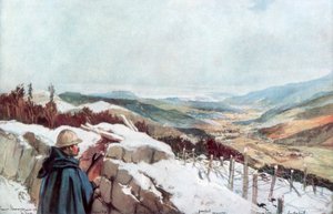 Schützengräben mit Blick auf das Münster-Tal mit dem Rhein in der Ferne, Januar 1916, 1926