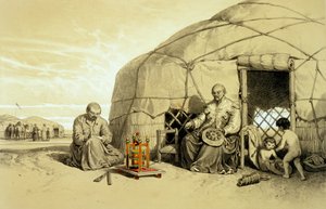 Kalmücken mit einem Gebetsrad, Sibirien, Illustration aus 