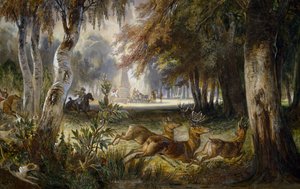 Jagd des Prinzen von Wagram, Die Verfolgung, Aquarell von Francois Gabriel Guillaume Lepaulle (1804-1886) von Francois Gabriel Guillaume Lepaulle