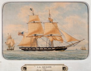 Die Brigg Merope, von François Roux, Aquarell, Frankreich von Francois Geoffroy Roux