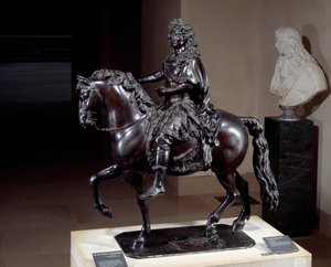 Reiterstatue von König Ludwig XIV. (1638-1715) in Bronze, gegossen im Wachsausschmelzverfahren. Skulptur von François Girardon (1628-1715). 17. Jahrhundert. Paris, Louvre