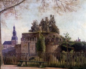Die „großen Gräben“ des Tores von St. Malo in Dinan - von F. Gombeaux, Ende des 19. Jahrhunderts von Francois Gombeaux