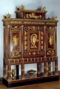 Möbel: Schmuckschrank von Kaiserin Josephine de Beauharnais (Marie-Joseph-Rose de Tascher de la Pagerie) (1763-1814) aus Holz, vergoldeter Bronze von Francois Jacob-Desmalter (1770-1841) 1809 Paris, Louvre