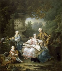 Louis II du Bouchet de Sourches mit seiner Familie von Francois Hubert Drouais