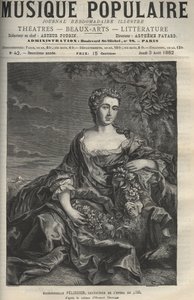 Porträt von Marie Pelissier (oder Pellissier) (1707-1749), französische Opernsängerin - Gravur nach dem Gemälde von Hubert Drouais - Gravur in „Populäre Musik“ illustriertes Wochenblatt - 1882 von Francois Hubert Drouais