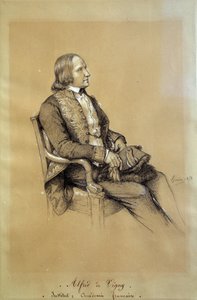 Porträt von Alfred de Vigny (1797 - 1863), französischer Schriftsteller, Dramatiker und Dichter. Zeichnung von Francois Joseph Heim (1787-1865)
