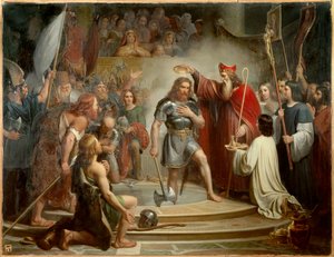 Die Taufe von Clovis in Reims am 25. Dezember 496. von Francois Louis Dejuinne