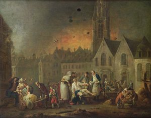 Der Grand Place in Lille während der Belagerung von 1792, 1794 von Francois Louis Joseph Watteau