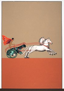 Mann und Streitwagen, Illustration aus Prométhée Enchaîné von Aischylos, veröffentlicht 1941 von Francois Louis Schmied