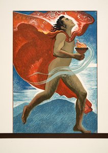 Prometheus läuft mit Feuer, aus Prométhée Enchaîné von Aeschylus, veröffentlicht 1941 von Francois Louis Schmied