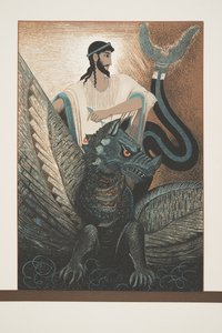 Odysseus und Drache aus Prométhée Enchaîné von Aeschylus, veröffentlicht 1941 von Francois Louis Schmied