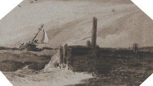 Nähern des Hafens in stürmischer See von Francois Louis Thomas Francia