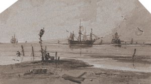 Schiffe vor Anker in ruhiger See von Francois Louis Thomas Francia