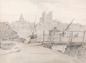 Südostansicht von Rochester Castle und der Kathedrale von Francois Louis Thomas Francia