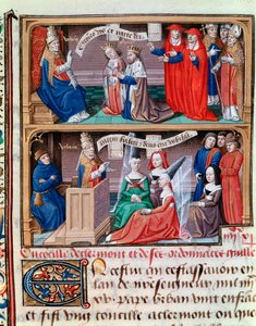 Konzil von Clermont (1095): Predigt des Ersten Kreuzzugs durch Urban II. - Exkommunikation von Philipp I., König von Frankreich, und Bertrade von Montfort durch Papst Urban II. im Jahr 1095 - Papst Urban III. spricht vier junge Frauen an