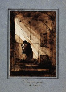 Der heilige Franziskus, kniend im Gebet in seiner Zelle von Francois Marius Granet
