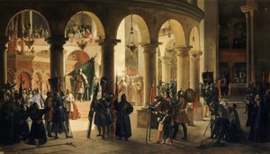 Godefroy de Bouillon legt in der Kirche des Heiligen Grabes die Trophäen von Askalon nieder