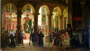 Gottfried von Bouillon (ca. 1060-1100) legt die Trophäen von Askalon in der Grabeskirche nieder, August 1099, 1839 von Francois Marius Granet