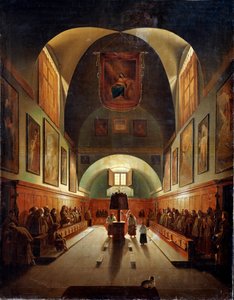 Innenraum der Kirche der Kapuziner in Rom, spätes 18. oder 19. Jahrhundert von Francois Marius Granet
