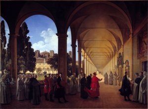 Der Kreuzgang der Kartäuser von Santa Maria degli Angeli in Rom. Gemälde von François Marius Granet von Francois Marius Granet