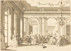 Die Versammlung im Salon von Francois Nicolas Barthelemy Dequevauviller after Nicolas Lavreince