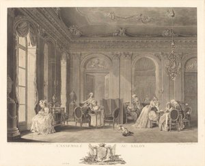 Die Versammlung im Salon von Francois Nicolas Barthelemy Dequevauviller after Nicolas Lavreince
